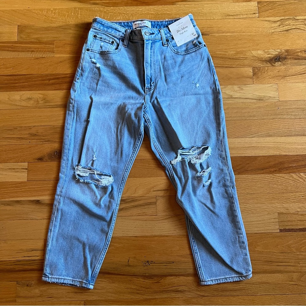 Abercrombie & Fitch The Mom High Rise Curve Love Jeans 27W XS hem